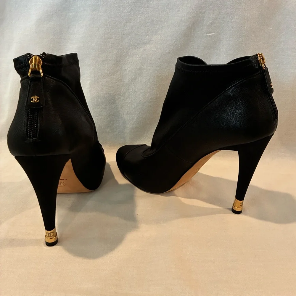 Chanel Leather Ankle Boots
